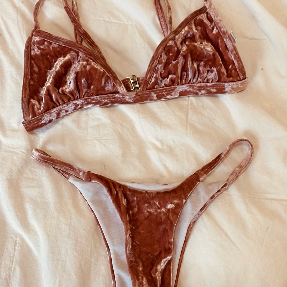 Velvet material bikini size S